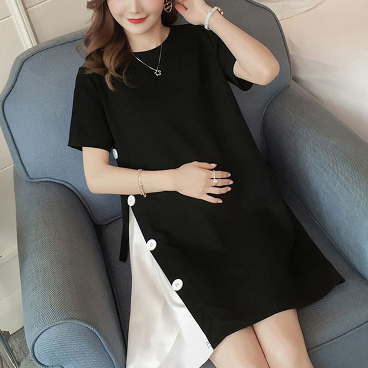 Irregular Splicing Of Fashionable Maternity Dress: Elevate Your Pregnancy Style