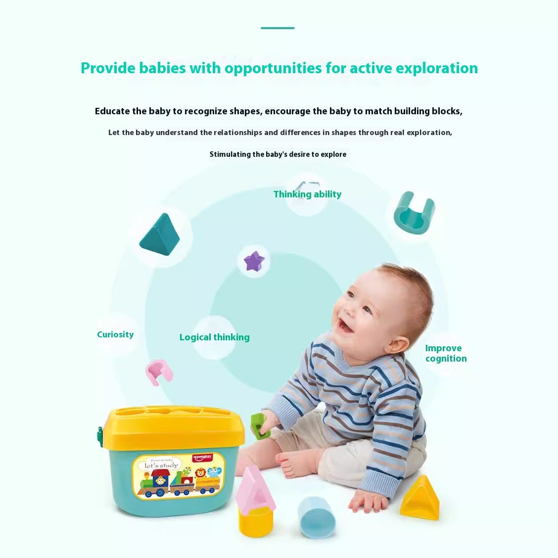 Baby Shape Matching Six Sided Educational Building Blocks