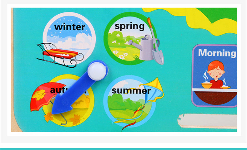 Montessori Wooden Weather Season Calendar Clock Educational Toy