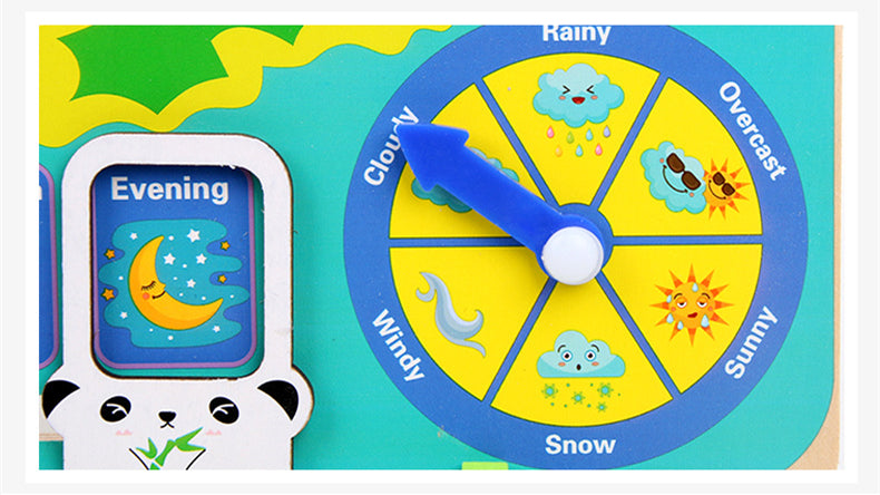 Montessori Wooden Weather Season Calendar Clock Educational Toy