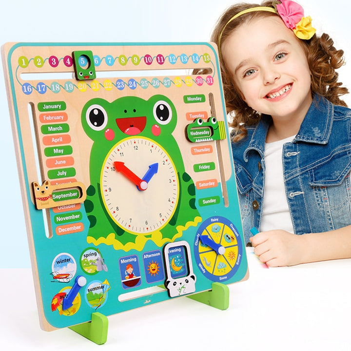 Montessori Wooden Weather Season Calendar Clock Educational Toy