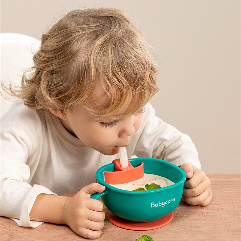 Baby Feeding 3 In 1 Suction Bowl With Straw And Handle
