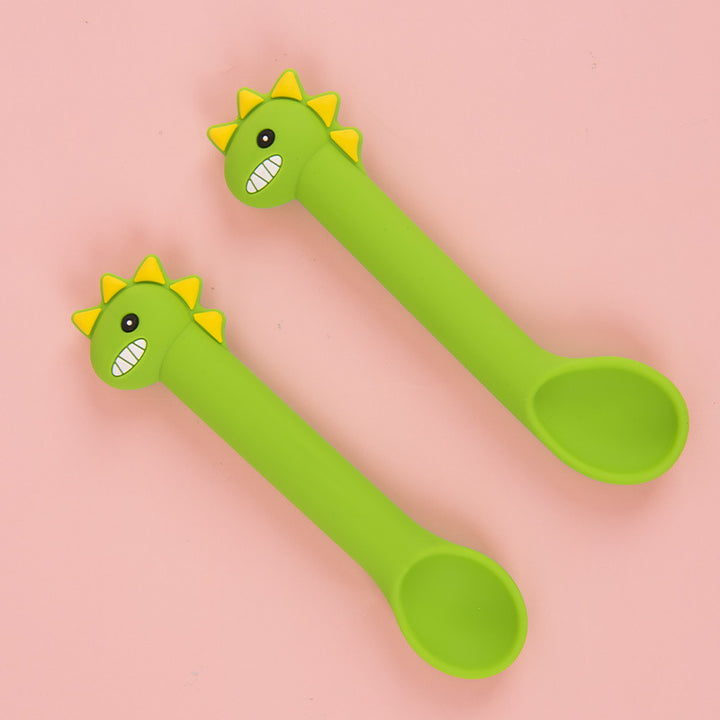 Baby Silicone Training Spoon Set Cartoon Soft Head Spoon