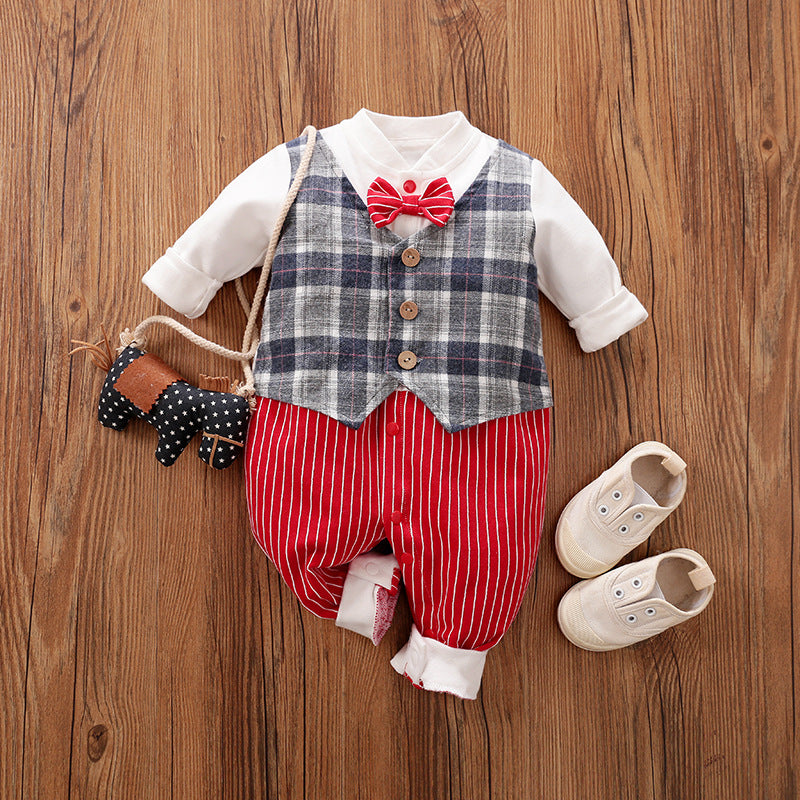 Spring Autumn Baby Jumpsuit Long Sleeve Gentleman Outfit