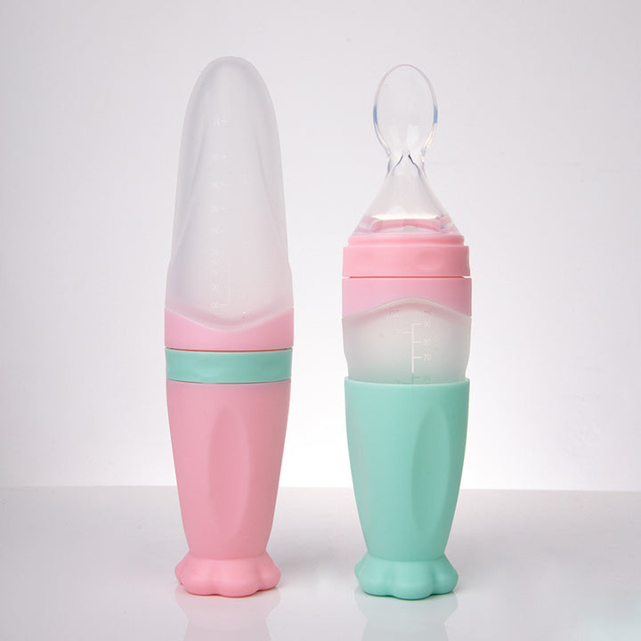 Baby Silicone Squeeze Feeding Spoon Rice Cereal Feeder Bottle