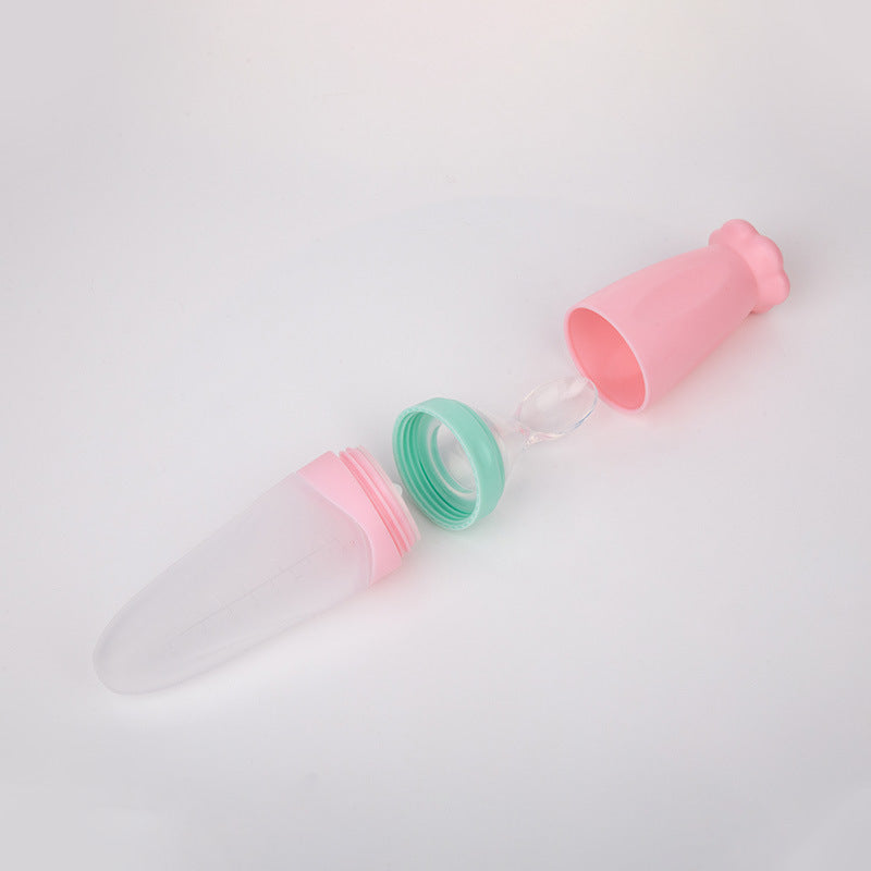 Baby Silicone Squeeze Feeding Spoon Rice Cereal Feeder Bottle