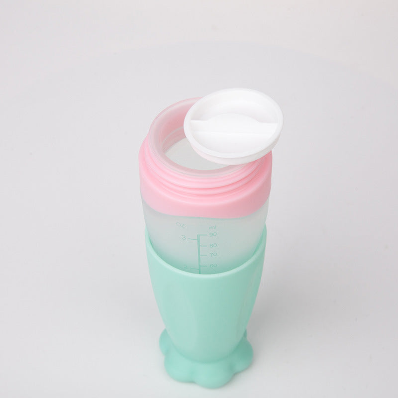 Baby Silicone Squeeze Feeding Spoon Rice Cereal Feeder Bottle