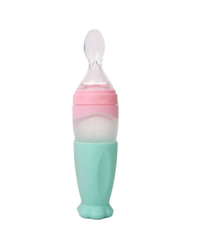 Baby Silicone Squeeze Feeding Spoon Rice Cereal Feeder Bottle