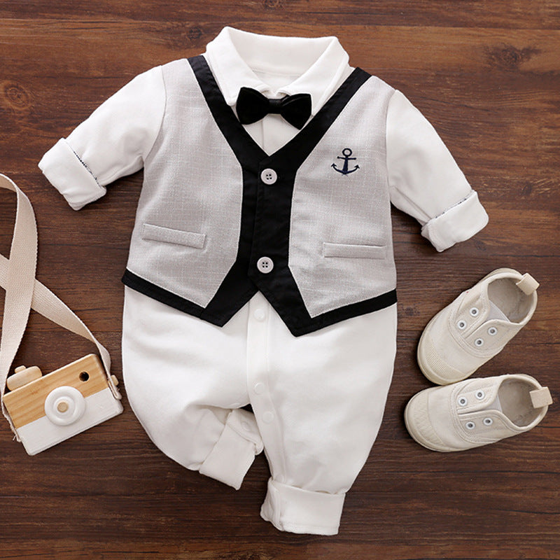 Gentleman Baby Long Sleeve Romper Outfit