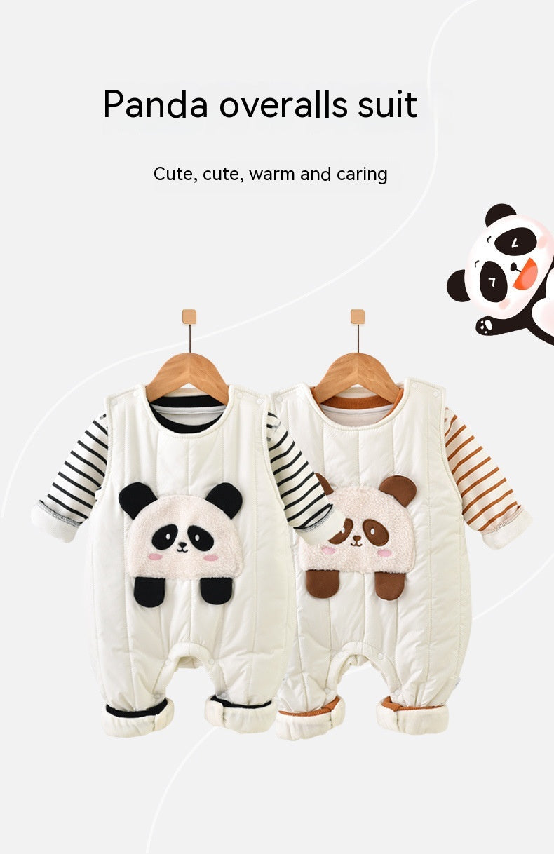 Baby Thickened Fleece Lined Winter Overalls Suit