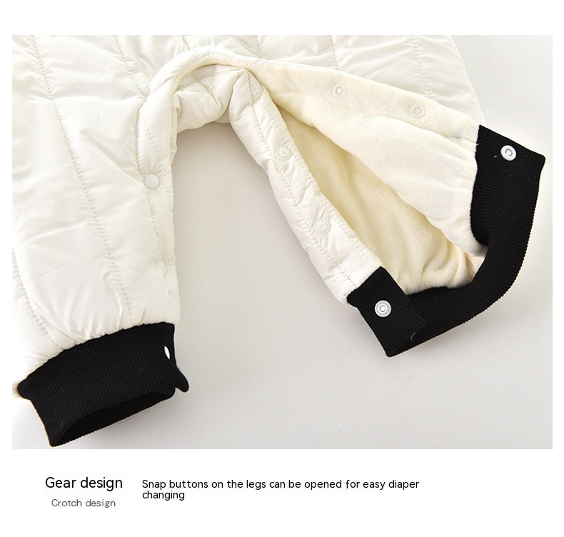 Baby Thickened Fleece Lined Winter Overalls Suit
