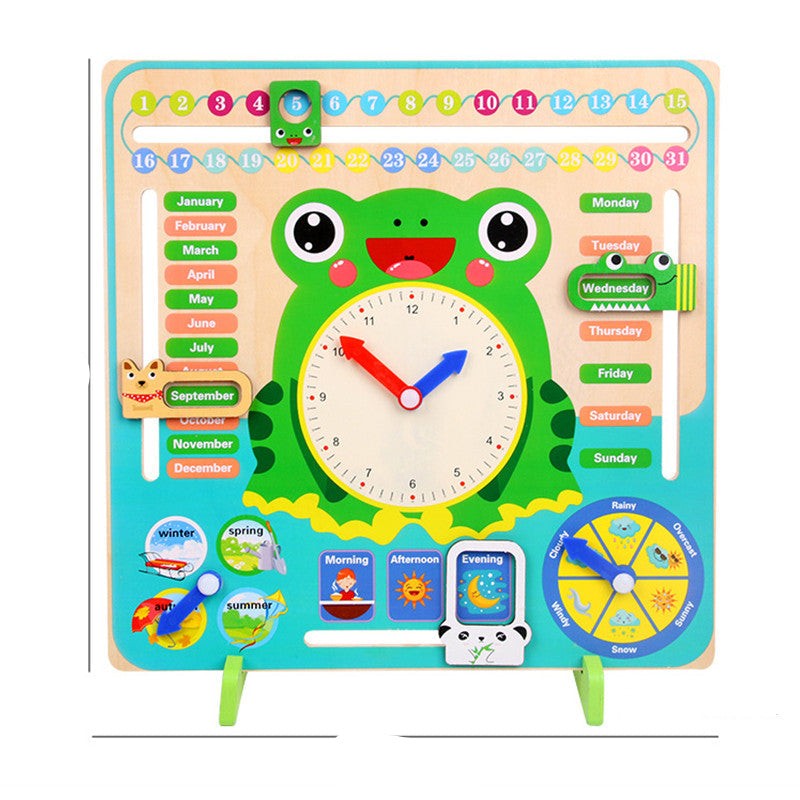 Montessori Wooden Weather Season Calendar Clock Educational Toy
