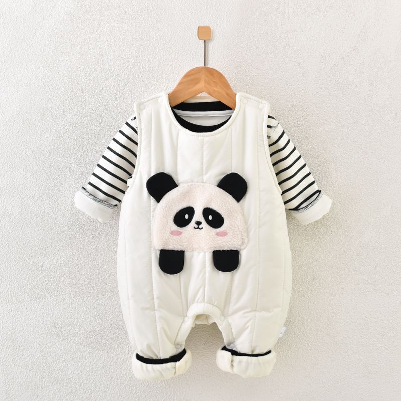 Baby Thickened Fleece Lined Winter Overalls Suit