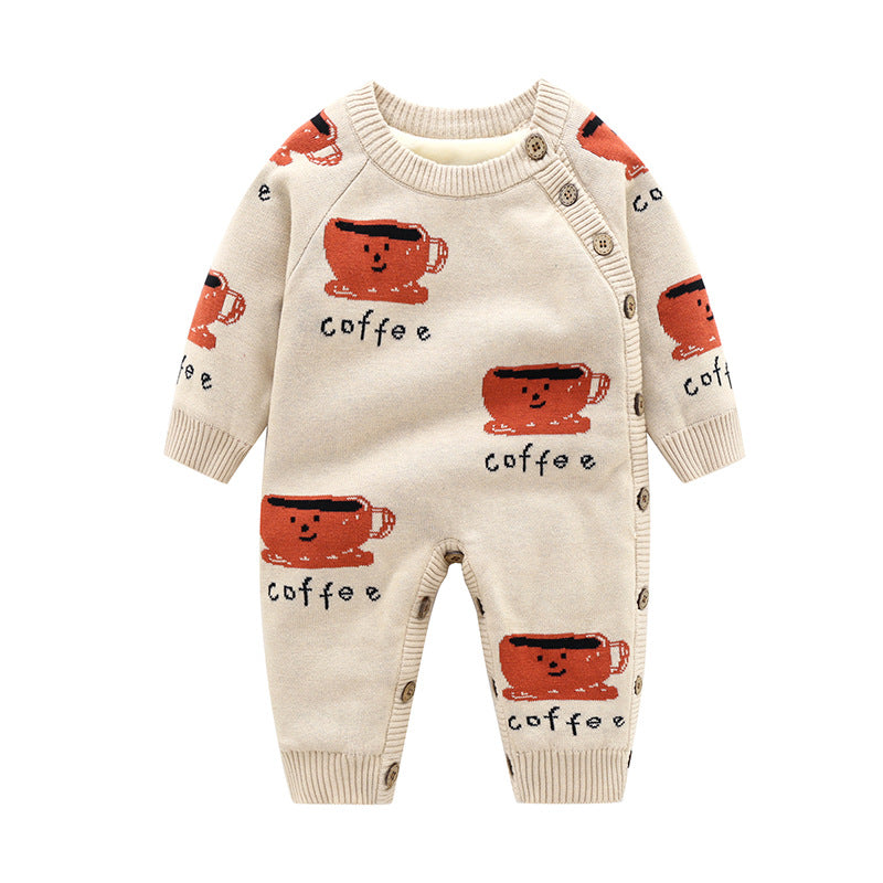 Newborn Baby Crawling Clothes Thickened Harness Outfit