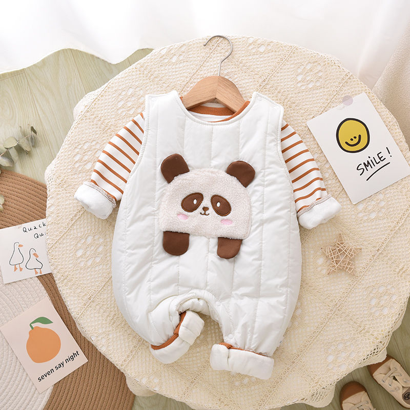 Baby Thickened Fleece Lined Winter Overalls Suit