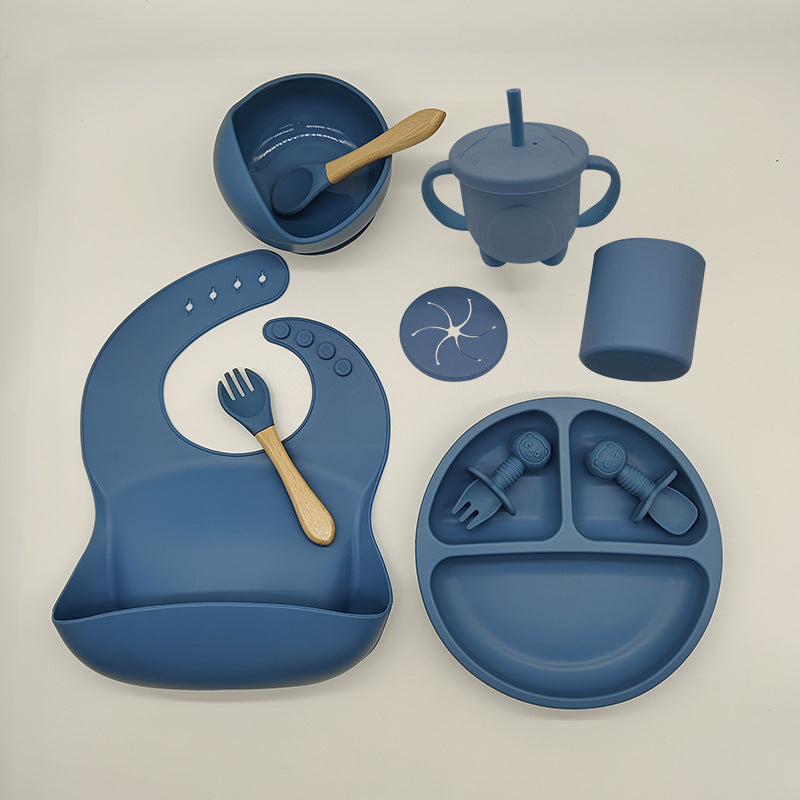 Baby Silicone Feeding Tableware Set Complementary Food Learning