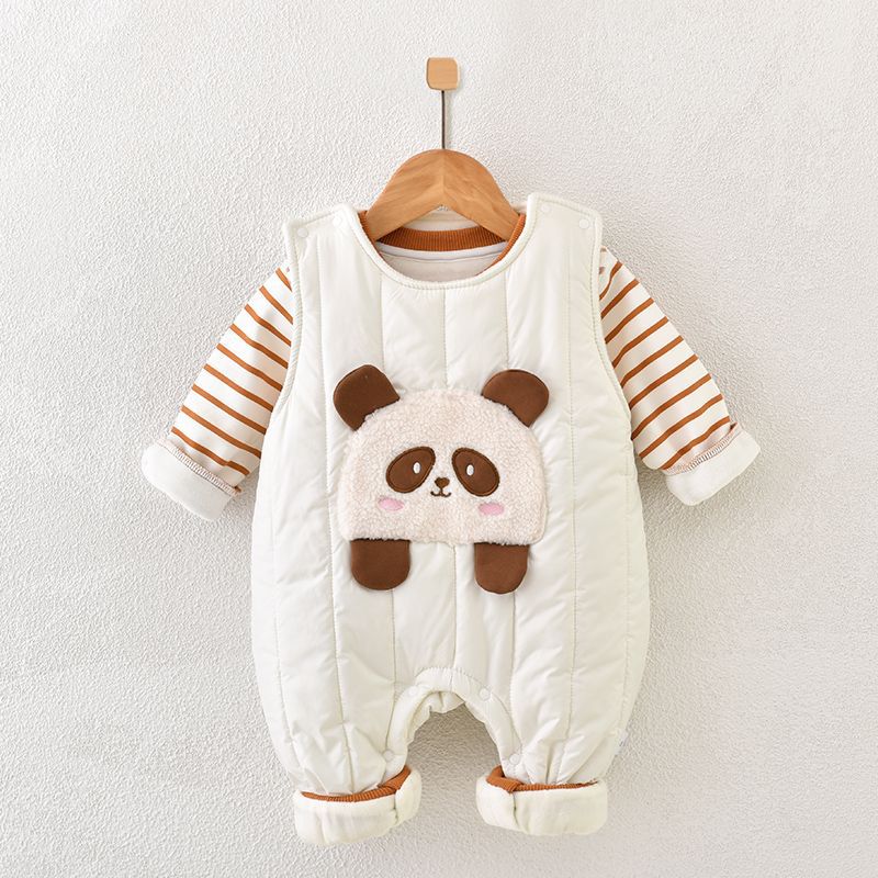 Baby Thickened Fleece Lined Winter Overalls Suit
