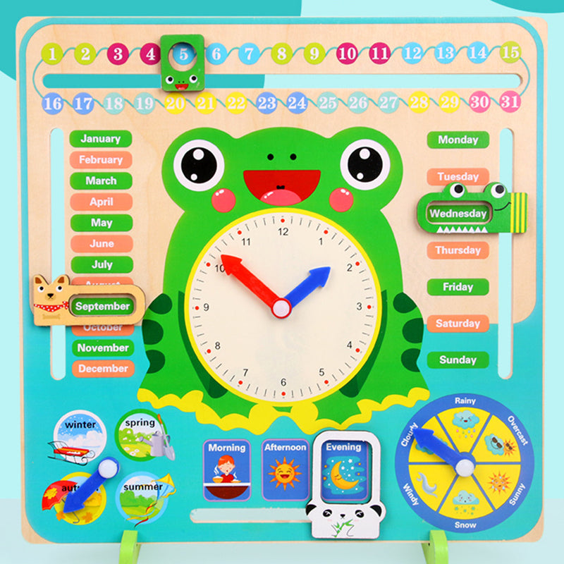 Montessori Wooden Weather Season Calendar Clock Educational Toy