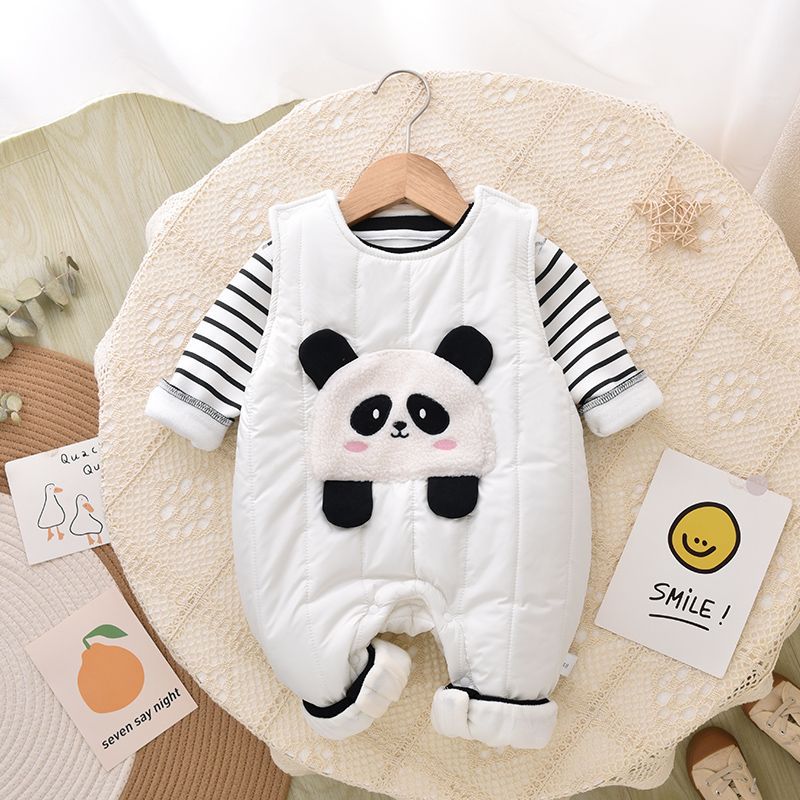 Baby Thickened Fleece Lined Winter Overalls Suit