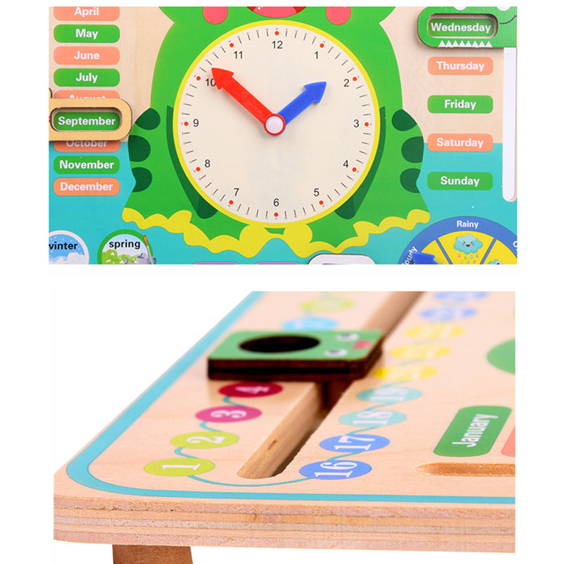 Montessori Wooden Weather Season Calendar Clock Educational Toy