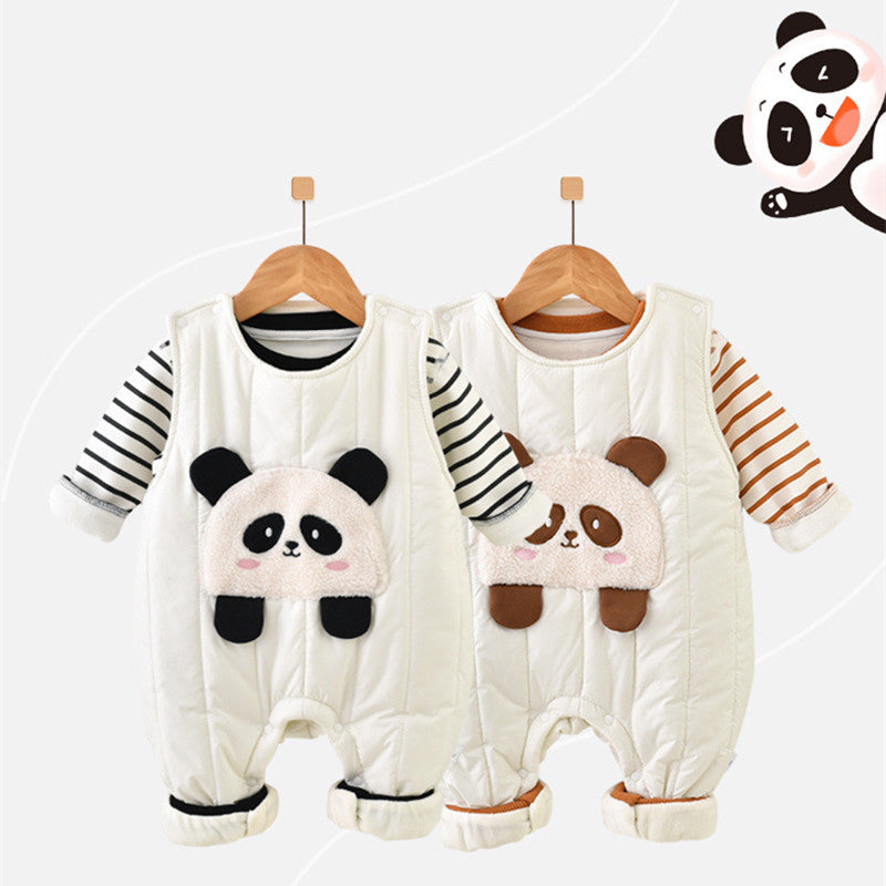 Baby Thickened Fleece Lined Winter Overalls Suit