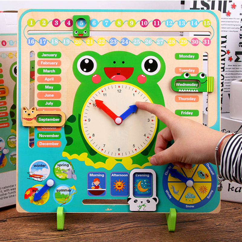 Montessori Wooden Weather Season Calendar Clock Educational Toy