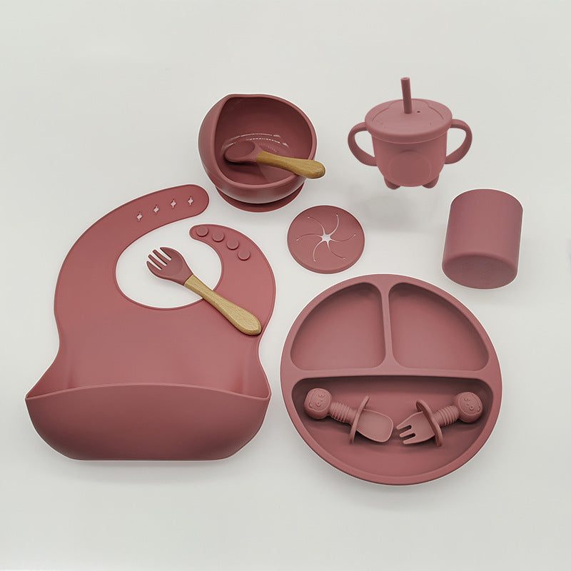 Baby Silicone Feeding Tableware Set Complementary Food Learning