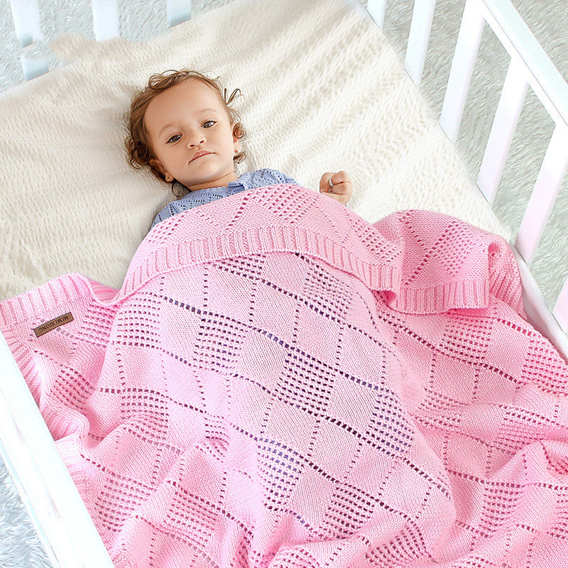 Baby Knitted Solid Color Blanket Quilt