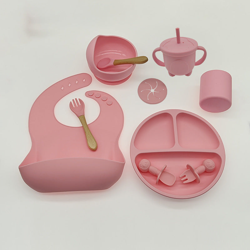 Baby Silicone Feeding Tableware Set Complementary Food Learning