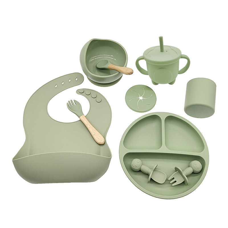 Baby Silicone Feeding Tableware Set Complementary Food Learning