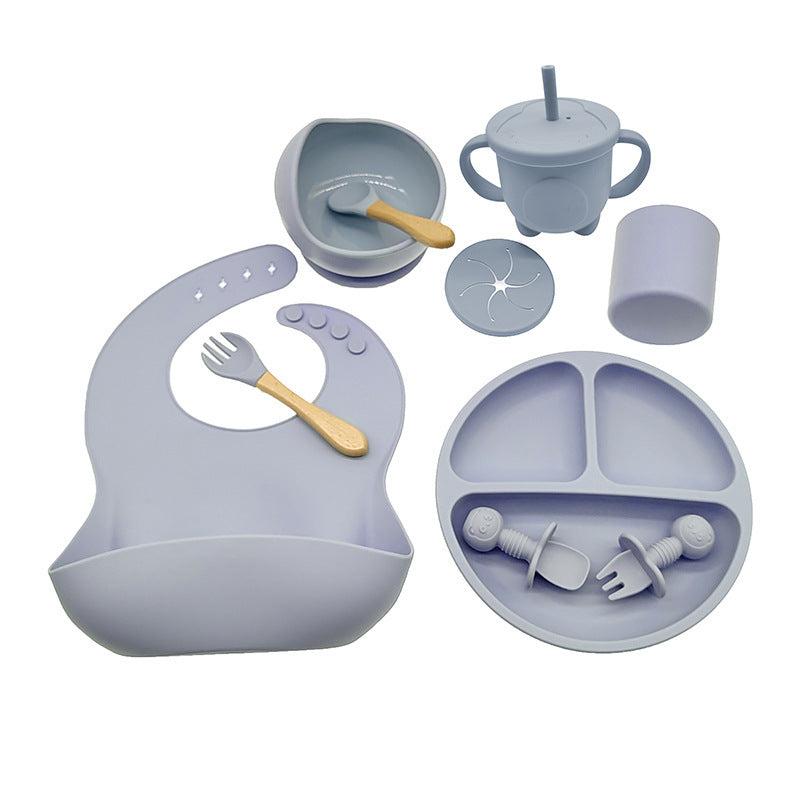 Baby Silicone Feeding Tableware Set Complementary Food Learning