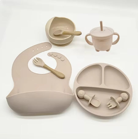 Baby Silicone Feeding Tableware Set Complementary Food Learning